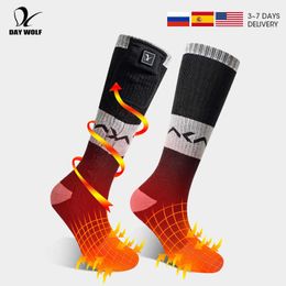 Chaussettes pour hommes Day Wolf Chauffage électrique Ski Hiver Batterie rechargeable thermique Hommes Femmes Extérieur pour moto Y2209