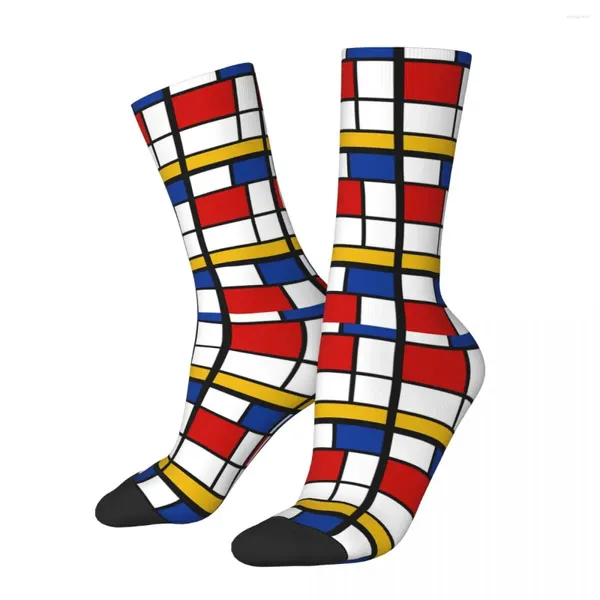 Chaussettes masculines de Stijl Mondrian inspiré des achats géométriques 3D Print Boy Girls Mid-Calf chaussette