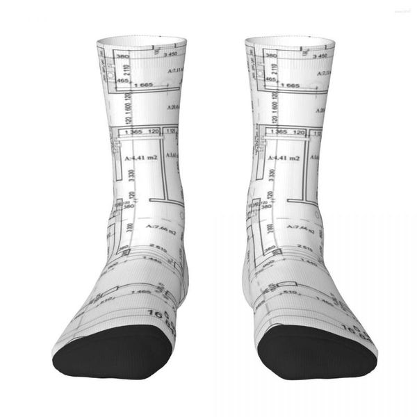 Calcetines para hombre, diseño arquitectónico detallado de casa privada, medias supersuaves Harajuku para todas las estaciones, regalos de Navidad unisex