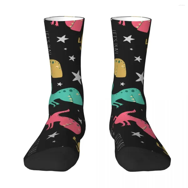 Calcetines para hombres DinoPattern para bebés y niños Adultos Compresión Banda unisex Harajuku Sin costuras Impreso Divertido Novedad Crew Sock