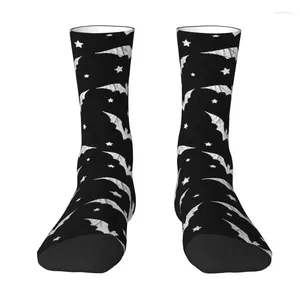 Calcetines para hombres Vestido con patrón de murciélagos angustiados Hombres Mujeres Moda cálida Novedad Halloween Gótico Oculto Bruja Tripulación