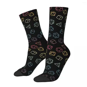 Chaussettes pour hommes Dnd jeu dés arc-en-ciel sur motif noir hommes femmes en plein air nouveauté printemps été automne hiver bas cadeau