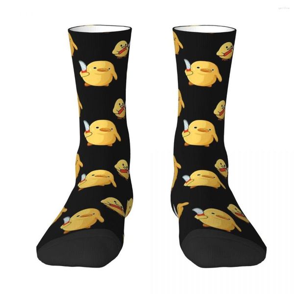 Chaussettes Homme Canard Avec Couteau Mignon Jaune Unisexe Printemps Eté Automne Hiver Cyclisme Happy Street Style Crazy Sock