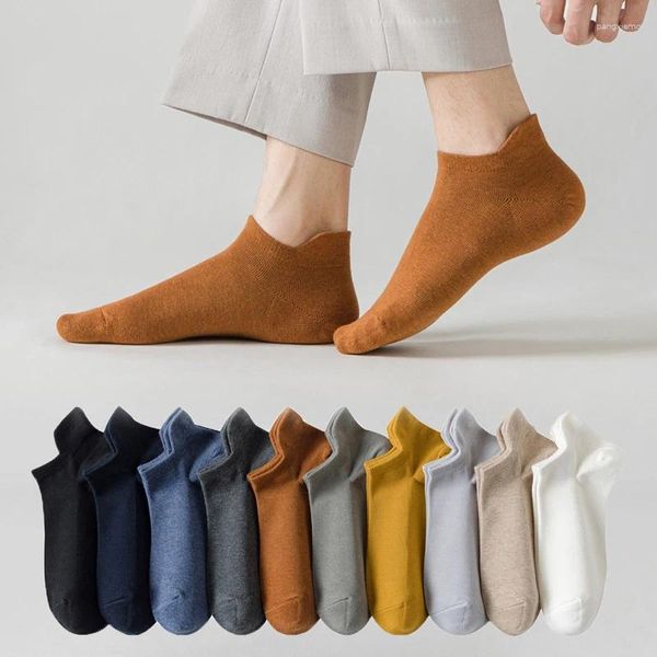 Chaussettes masculines Lift d'oreille couleur couleur décontractée bateau mince bateau automne et hiver coton pur dames barils bas baril court pour