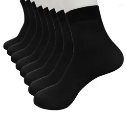 Chaussettes pour hommes, bas élastiques, soyeux, Ultra-fins, courts en soie, 4 paires