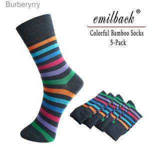 Chaussettes pour hommes Emilback 5 PRS/Lot coloré hommes heureux drôle décontracté longue bambou haute qualité très doux antibactérien grande taille respirant CL231016