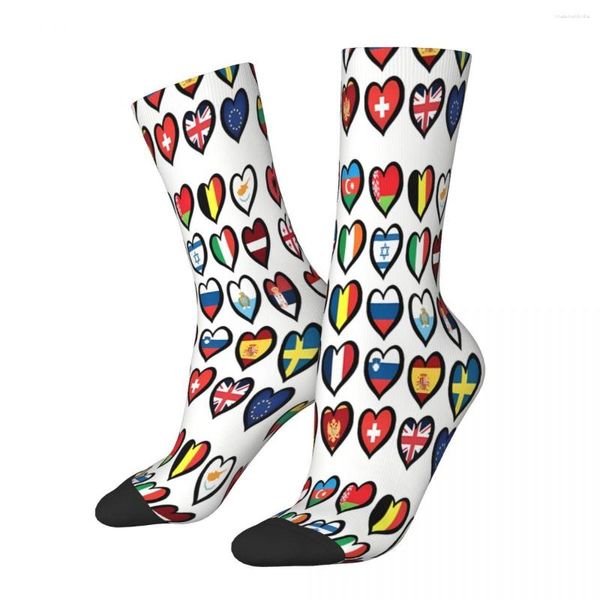 Chaussettes pour hommes Concours de chanson Eurovision Coeurs Hommes Femmes Printemps Bas Harajuku