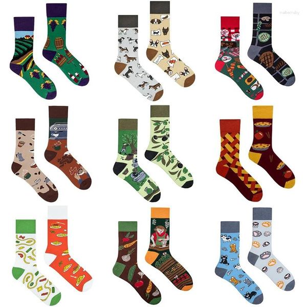 Chaussettes pour hommes Mode Couleur asymétrique AB Asymétrique Animal Canard Mandarin Personnalité sportive Tube central et chaussette en pur coton pour femmes