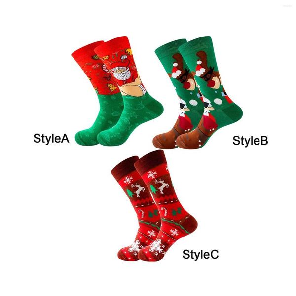 Chaussettes pour hommes mode noël coton bas chaud respirant longue chaussette pour femmes vacances hommes adultes Festival