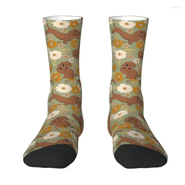 Calcetines de hombre Moda Colorido Vestido de Perro Salchicha Unisex Cómodo Cálido 3D Impreso Tejón Salchicha Cachorro Crew