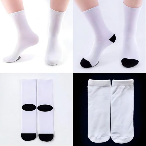 Chaussettes pour hommes Mode Personnalisé DIY Blanc Blanc Polyester Embryon Pour Sublimation 3D Impression Numérique