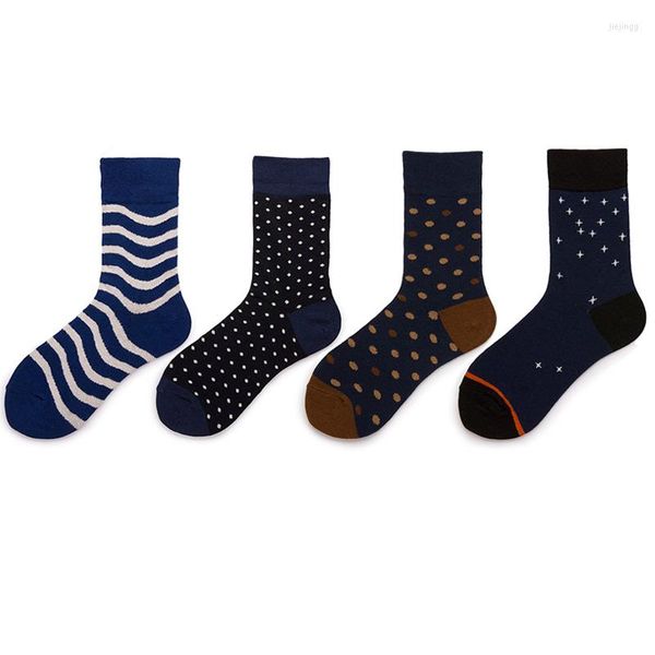 Chaussettes pour hommes Mode Dot Coton Longue Bande Crew Man Business Casual Happy Calcetines Mujer