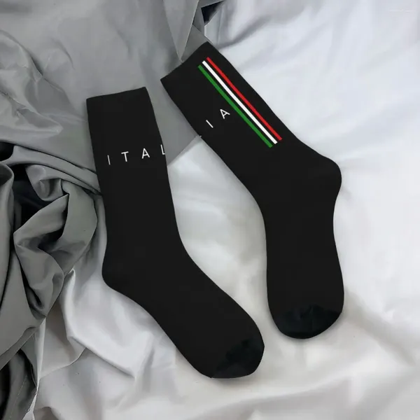 Calcetines para hombres Moda Italia Baloncesto Italia Bandera italiana Poliéster Tubo medio para mujeres Hombres Sudor Absorción