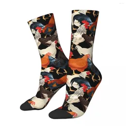 Chaussettes masculines mode masculine nouveau-nouveau carton poulet mignon animale plaid chaussette graphique graphique au printemps été automne hiver