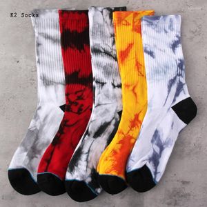 Chaussettes pour hommes Fashion Marbling Tie-dye Sockings Cotton Colorful Harajuku Skateboard Funny HipHop Soft Happy Men And Women 40-46 Yard