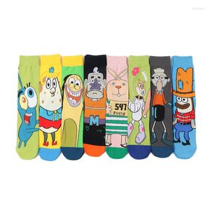 Calcetines de hombre moda hombres divertidos mujeres personalidad Anime dibujos animados Skarpety patrón de costura de alta calidad