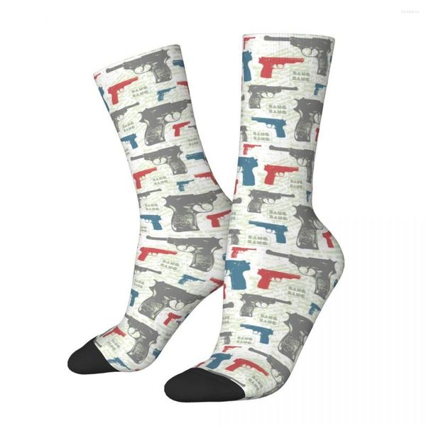 Calcetines de hombre Moda Hombre Harajuku Gun Calcetín Poliéster Juguetes para niños Gráfico de dibujos animados Mujer Primavera Verano Otoño Invierno