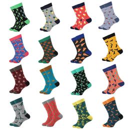 Chaussettes masculines mode chaussettes masculines skarpetki drôle heureux harajuku cool pingouin sable pizza poivron cactus ours avocat de Noël snow bone t221011