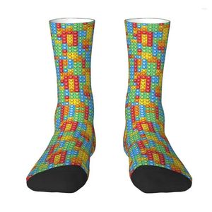 Chaussettes pour hommes Fashion Mens Building Bricks Modèle Robe Unisexe Chaud Breathbale 3D Impression Crew