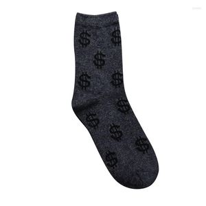 Chaussettes pour hommes Mode Printemps Automne Hommes Dollar Symbole Imprimé Confortable Respirant Absorber La Sueur Anti-dérapant Homme Moyen Long Chaussette CNT