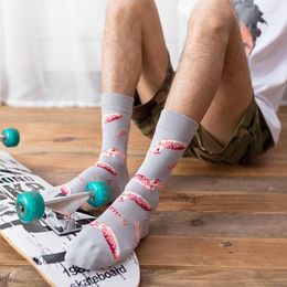 Chaussettes pour hommes mode chaud décontracté fruits de mer imprimé respirant Anti-sueur coton équipage bonneterie hommes chaussures accessoires