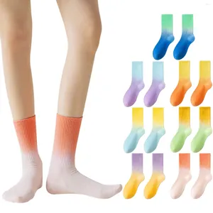 Calcetines de hombre de moda Tie Dye gradiente cómodo casual que se puede usar fuera de media pantorrilla calcetín de algodón para niñas