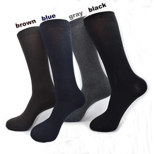 Chaussettes masculines fcare 8pcs 4 paires noires bleu gris brun 40-46 plus grande taille acrylique coton coton mi-moesf homme habit les affaires calcitines