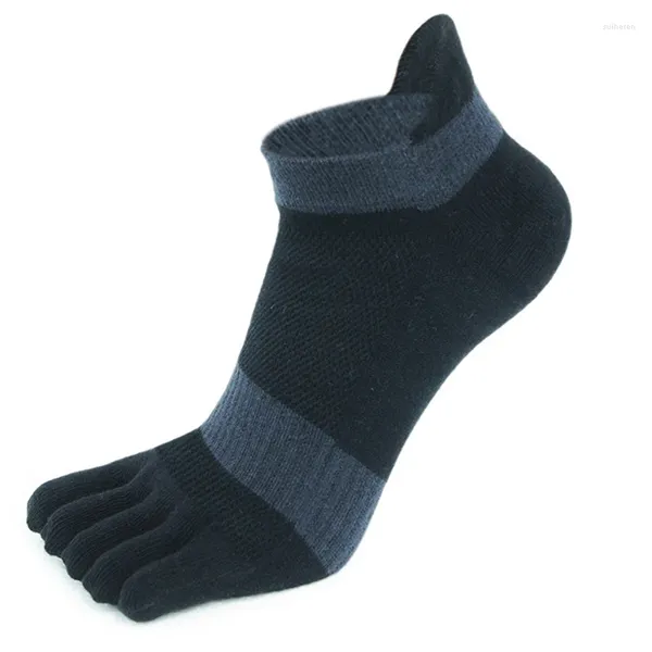 Calcetines para hombres Cinco dedos Tobillo Deporte Algodón para hombre Malla a rayas Transpirable Formando Antifricción No se muestra con los dedos de los pies EUR39-47