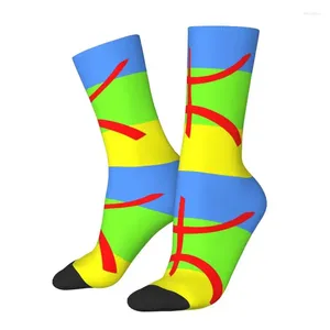 Chaussettes pour hommes Drapeau d'Amazigh Hommes Femmes Crew Unisexe Mignon Berbère Tifinagh Fier Printemps Été Automne Hiver Robe