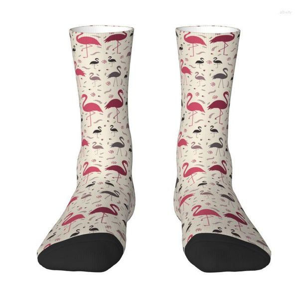 Calcetines para hombres Patrón de pájaro flamenco en pastel Equipo para hombre Moda unisex Primavera Verano Otoño Vestido de invierno