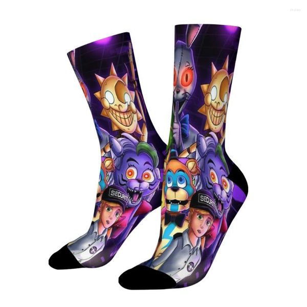 Chaussettes pour hommes FNAF jeu d'horreur affiche de violation de sécurité droite mâle hommes femmes bas d'été polyester