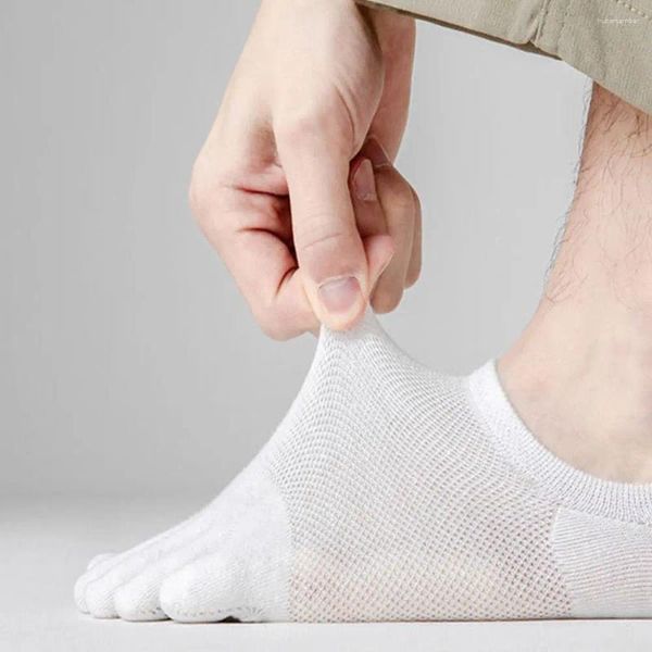 Chaussettes pour hommes absorbant la sueur des pieds printemps et été coton mince produit en maille à cinq doigts bouche peu profonde