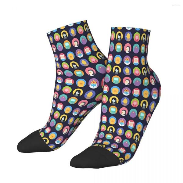 Chaussettes pour hommes Fun Finn et Jake BMO Cartoon Cheville Hommes Femmes Bas d'été Polyester