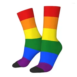 Herrensocken, lustiges Herren-Gay-Pride-LGBT-Regenbogenflaggen-Kleid, Unisex, atmungsaktiv, warm, 3D-Druck, LGBTQ-Lesben-Crew