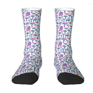 Chaussettes pour hommes Fun Imprimer Fleurs magiques SND Champignons pour femmes Hommes Extensible Été Automne Hiver Crew