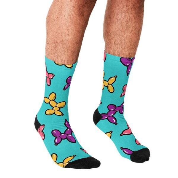 Calcetines de hombre Globo divertido Animal Perros en patrón azul Impreso Hip Hop Hombres Happy Cute Boys Street Style Loco por