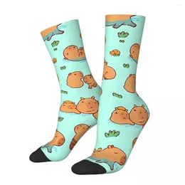 Chaussettes masculines compression drôle illustration mignon illustration motif sans couture chaussette hip hop harajuku capybara joyeux équipage imprimé