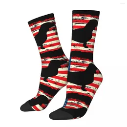 Chaussettes pour hommes drôle fou compression drapeau américain 4 juillet chaussette pour hommes hip hop harajuku teckel saucisse chien heureux garçons équipage