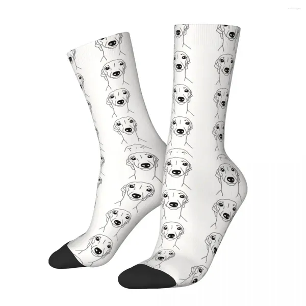 Calcetines para hombres Divertido Loco Compresión Calcetín de cabeza italiano para hombres Hip Hop Vintage Geryhound Galgos Perro Feliz Patrón sin costuras Niños Crew