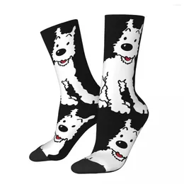 Herensokken Grappig gekke compressiesok voor mannen Sneeuwtin Hip Hop Haruku Dog Cute Animal Happy Quality Patroon Gedrukte jongens Crew