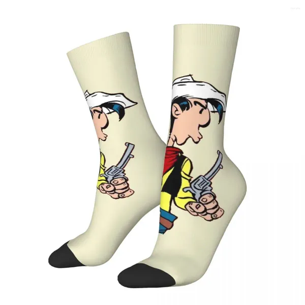 Calcetines de compresión para hombre, calcetín divertido y loco, edición Hip Hop, Harajuku, Lucky Luke, dibujos animados, estampado sin costuras, equipo para niños