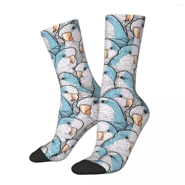 Chaussettes pour hommes drôle fou chaussette pour hommes bleu quaker hip hop vintage mignon perroquet oiseau motif de qualité heureux imprimé garçons équipage cadeau décontracté