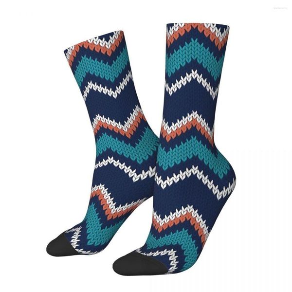 Chaussettes pour hommes chaussettes drôles et folles pour hommes Fair Isle tricot Zig Zags Hip Hop Vintage motif heureux imprimé garçons équipage cadeau décontracté