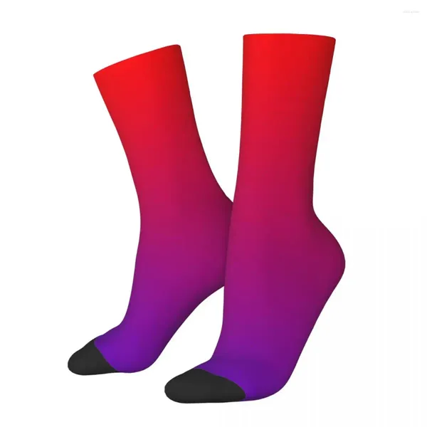 Calcetines para hombres calcetines locos divertidos para hombres luces neón minimalista rojo a hip hop de color púrpura gradiente vintage patrón colorido equipo impreso tripulación