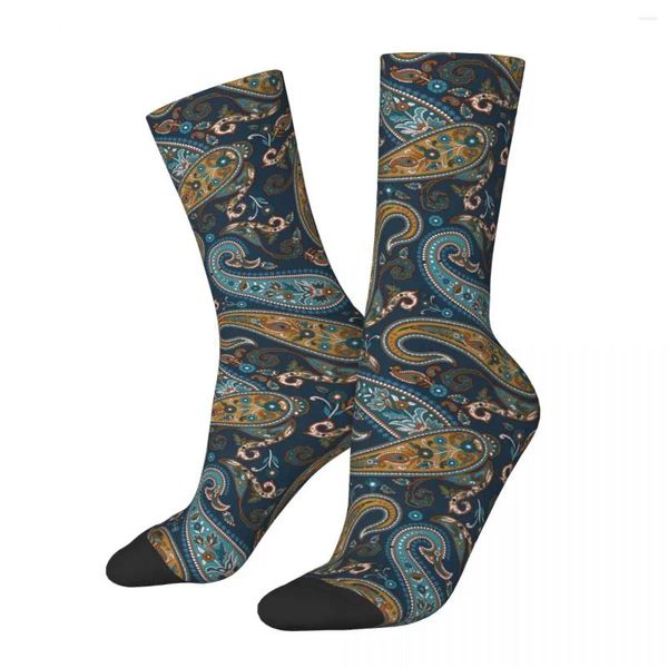 Chaussettes pour hommes chaussettes drôles et folles pour hommes motif Paisley sur marine Hip Hop Style Vintage heureux imprimé garçons équipage cadeau décontracté