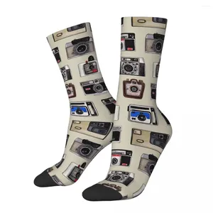 Chaussettes pour hommes chaussettes drôles et folles pour hommes motif de photographie Hip Hop Harajuku Style ancien appareil photo heureux sans couture imprimé garçons équipage