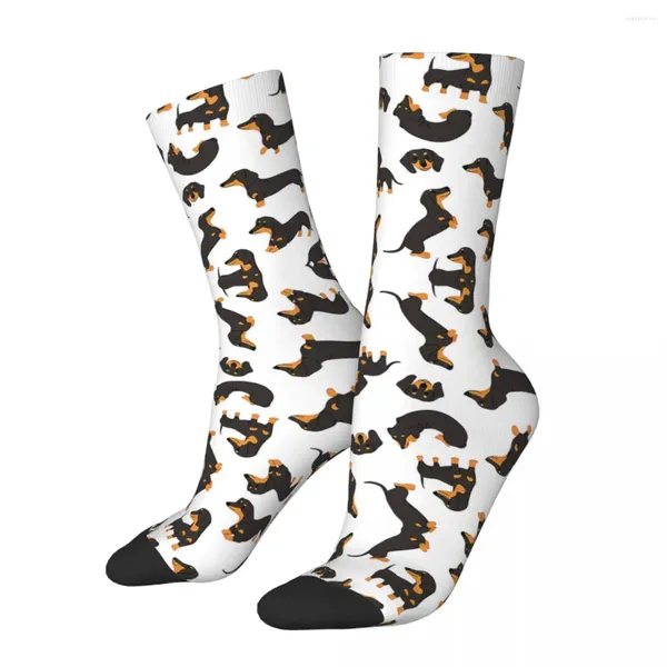 Chaussettes pour hommes drôle mignon teckel chiens Vintage Harajuku chien Hip Hop motif décontracté équipage fou chaussette cadeau imprimé