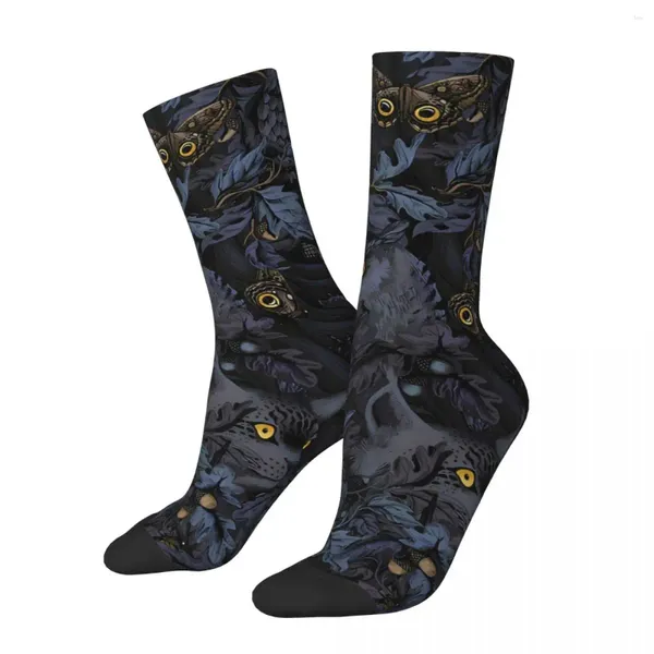 Chaussettes pour hommes, coupe amusante, bleu clair de lune, plumes rétro, nouveauté Harajuku, motif cadeau imprimé