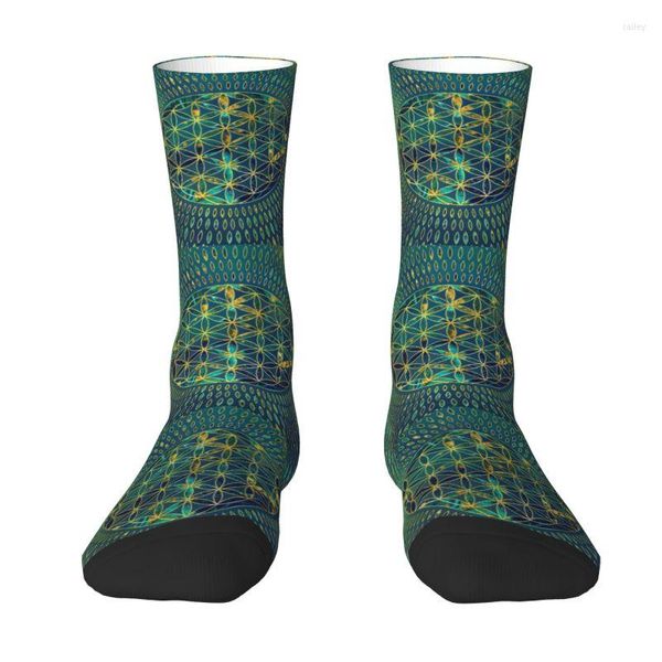 Calcetines de hombre Flor divertida de la vida Mármol y oro Hombres Mujeres Cálido 3D Impreso Mandala Baloncesto Deportes