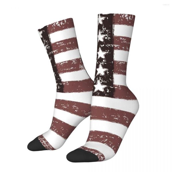 Calcetines de hombre divertidos bandera americana feliz descolorido EE. UU. Retro Harajuku Hip Hop novedad Casual Crew Crazy calcetín regalo patrón impreso